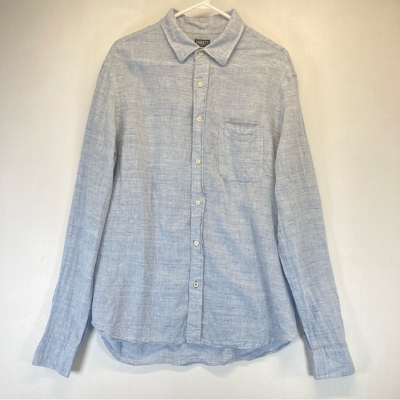 Faherty Other - Faherty Reserve 100% Linen Button Up Shirt Light Blue Long Sleeve Men’s L Preppy